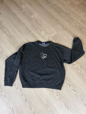 Classic Charcoal Crewneck Sweater with Script Logo